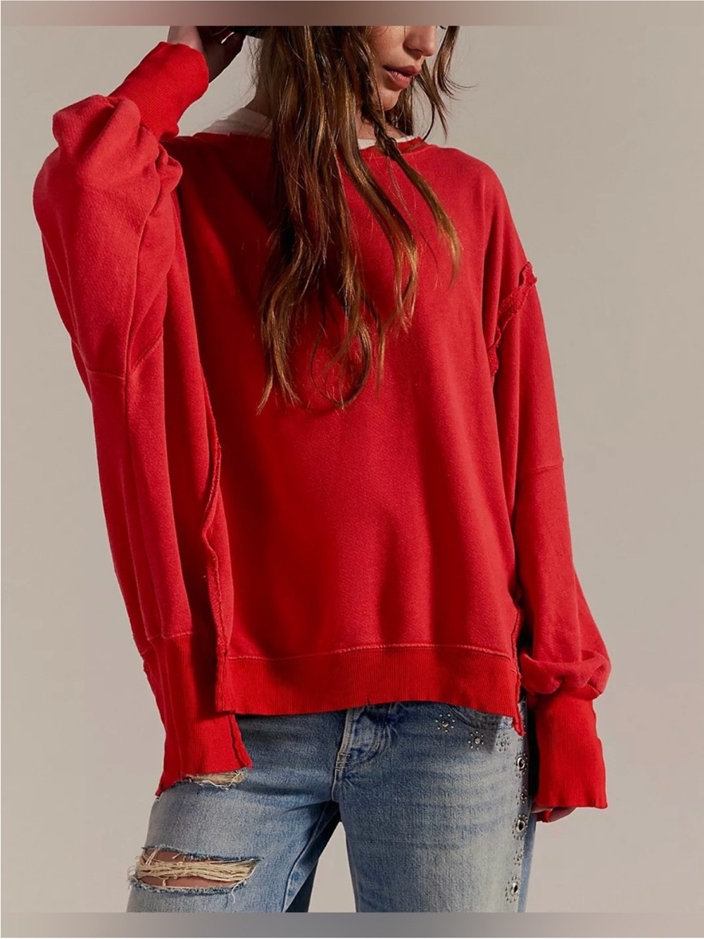 NWT Free People We The Free Camden Sweatshirt - flame red - XS, Small, Medium - Picture 2 of 10